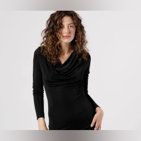 ANNABELLE BLACK COWL NECK MIDI DRESS - Picture 5 of 5